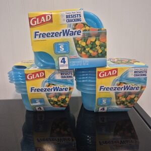 3 x Glad FreezerWare Food Storage Containers, Small, 24Ounces, 4 Count Set